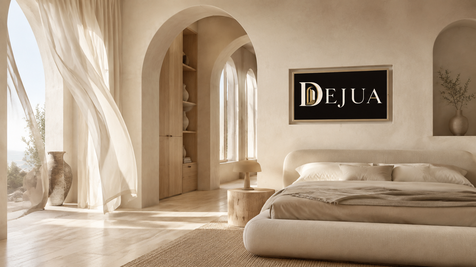 Schlafzimmer mit weicher Bogenwand