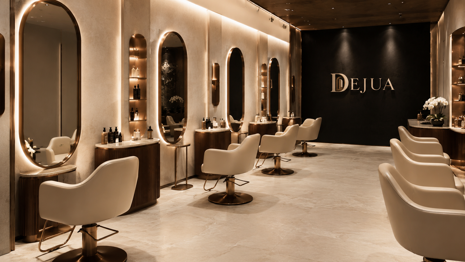 Salon mit Spiegelreihe